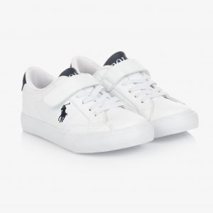 Ralph Lauren Boys White Logo Sneakers